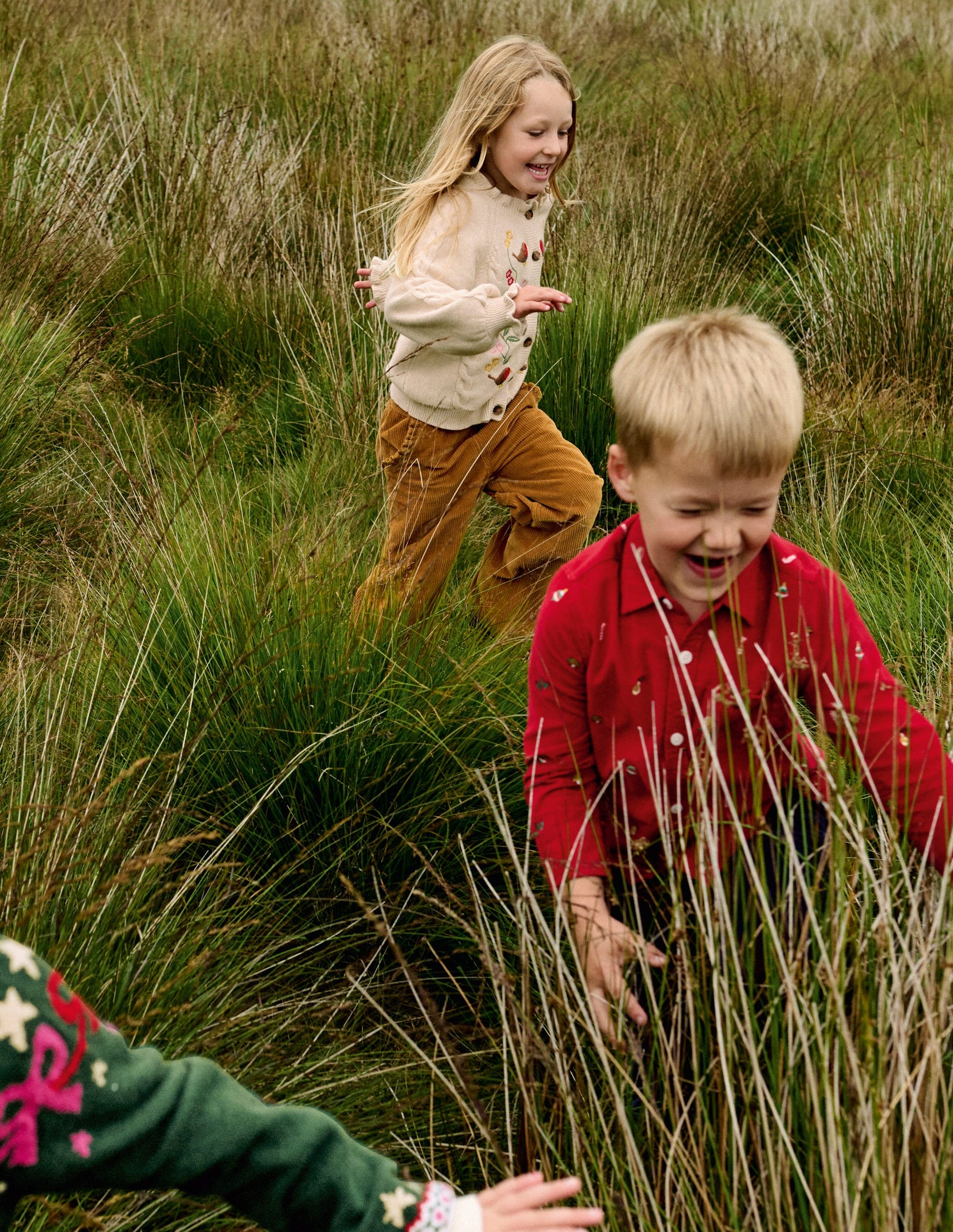 Embroidered Corduroy Shirt-Red Christmas Embroidery-2