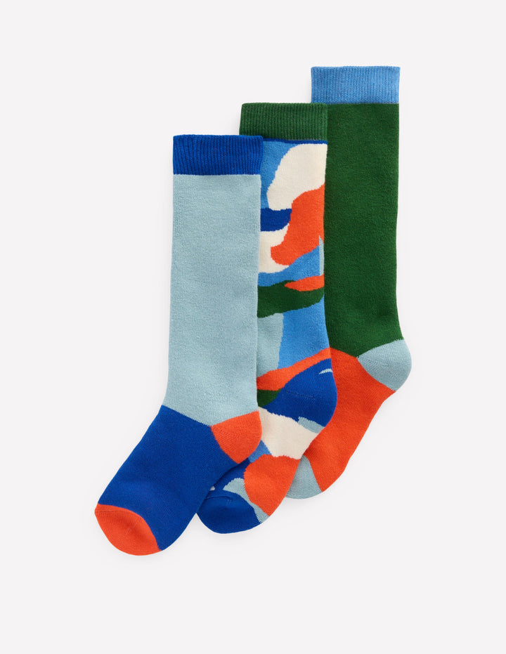 3-pack Ski Socks-Multi Abstract Landscape