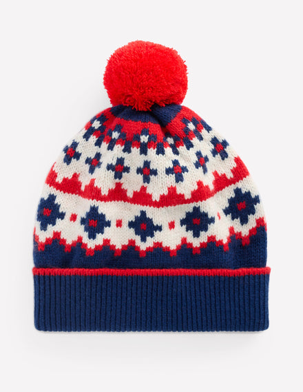 Fair Isle Beanie-College Navy Fair Isle