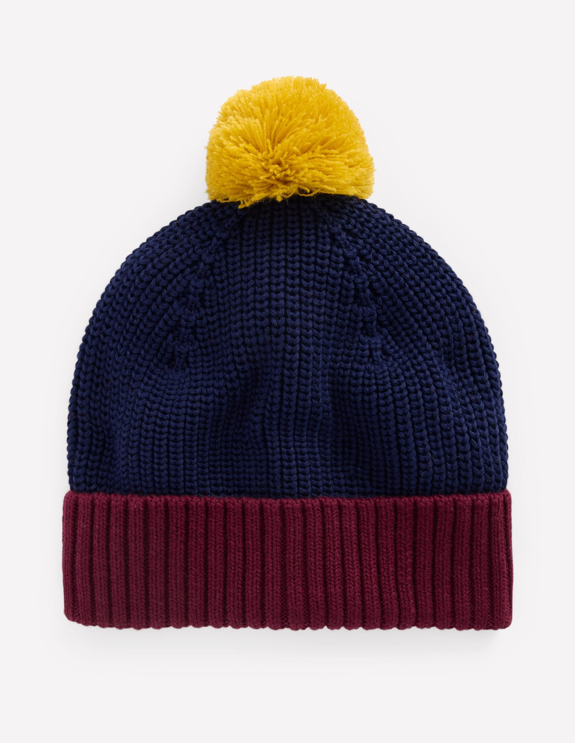 Knitted Beanie-College Navy Colour Block-1