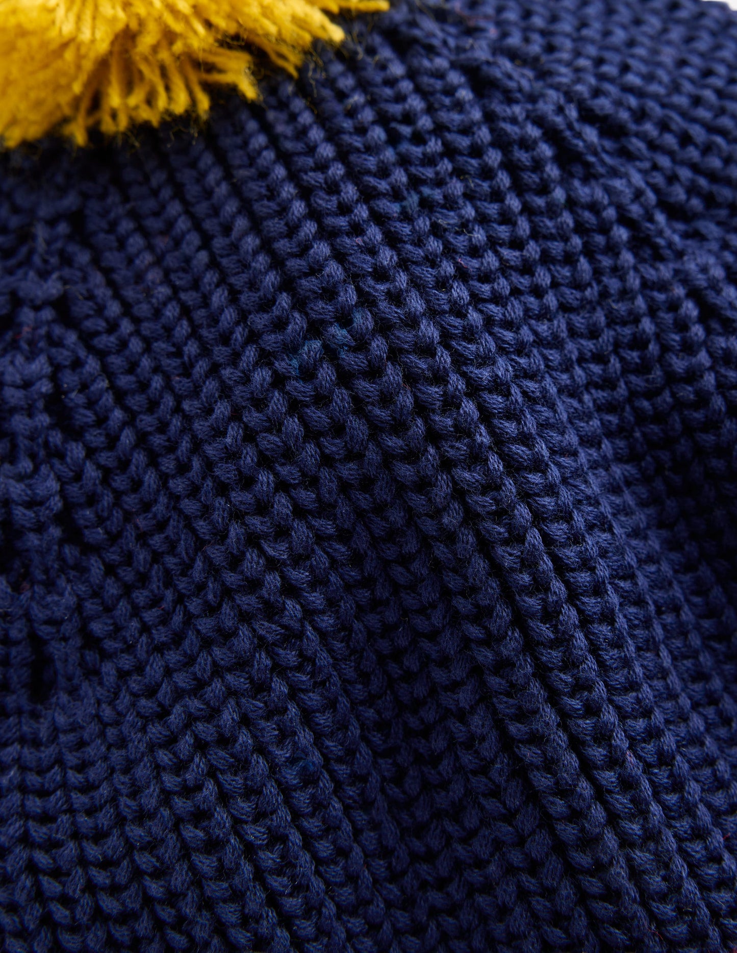 Knitted Beanie-College Navy Colour Block