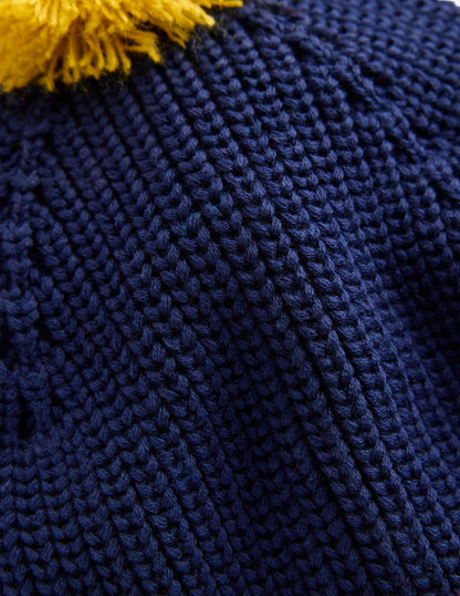 Knitted Beanie-College Navy Colour Block-2