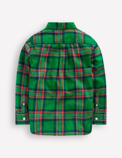 Cosy Cotton Check Shirt-Green Check-3