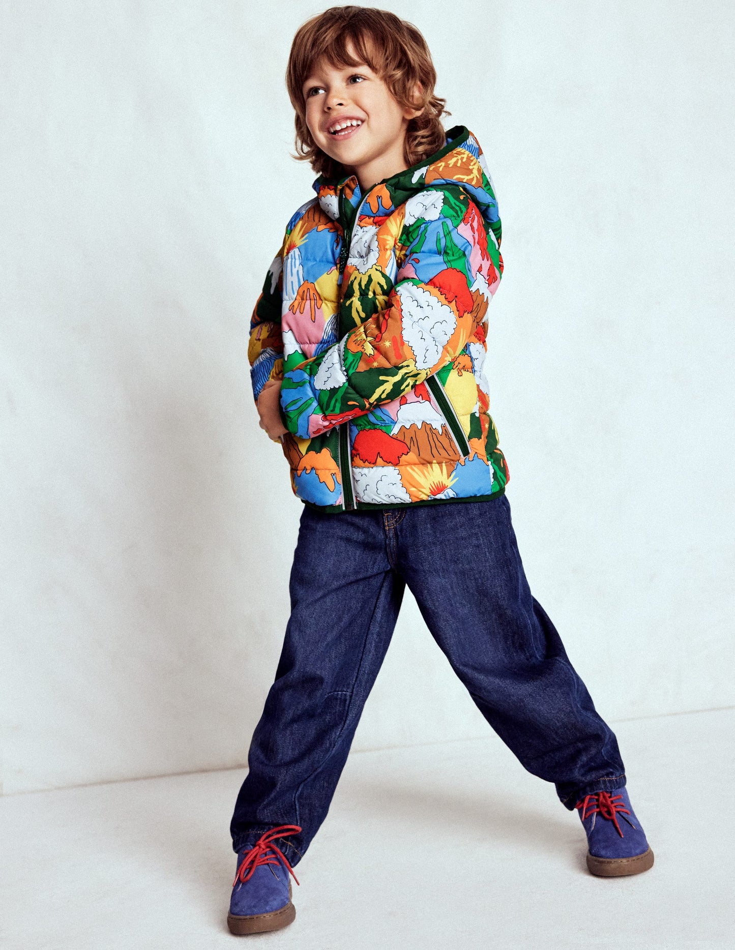 Pack-away Padded Jacket-Multi Volcanoes