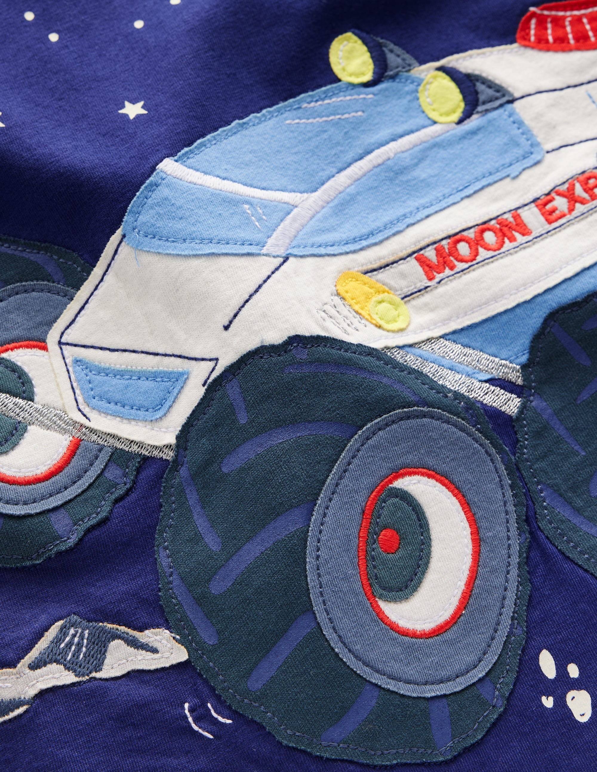 Long Sleeve Appliqué T-shirt-Twilight Blue Moon Explorer - Image 3