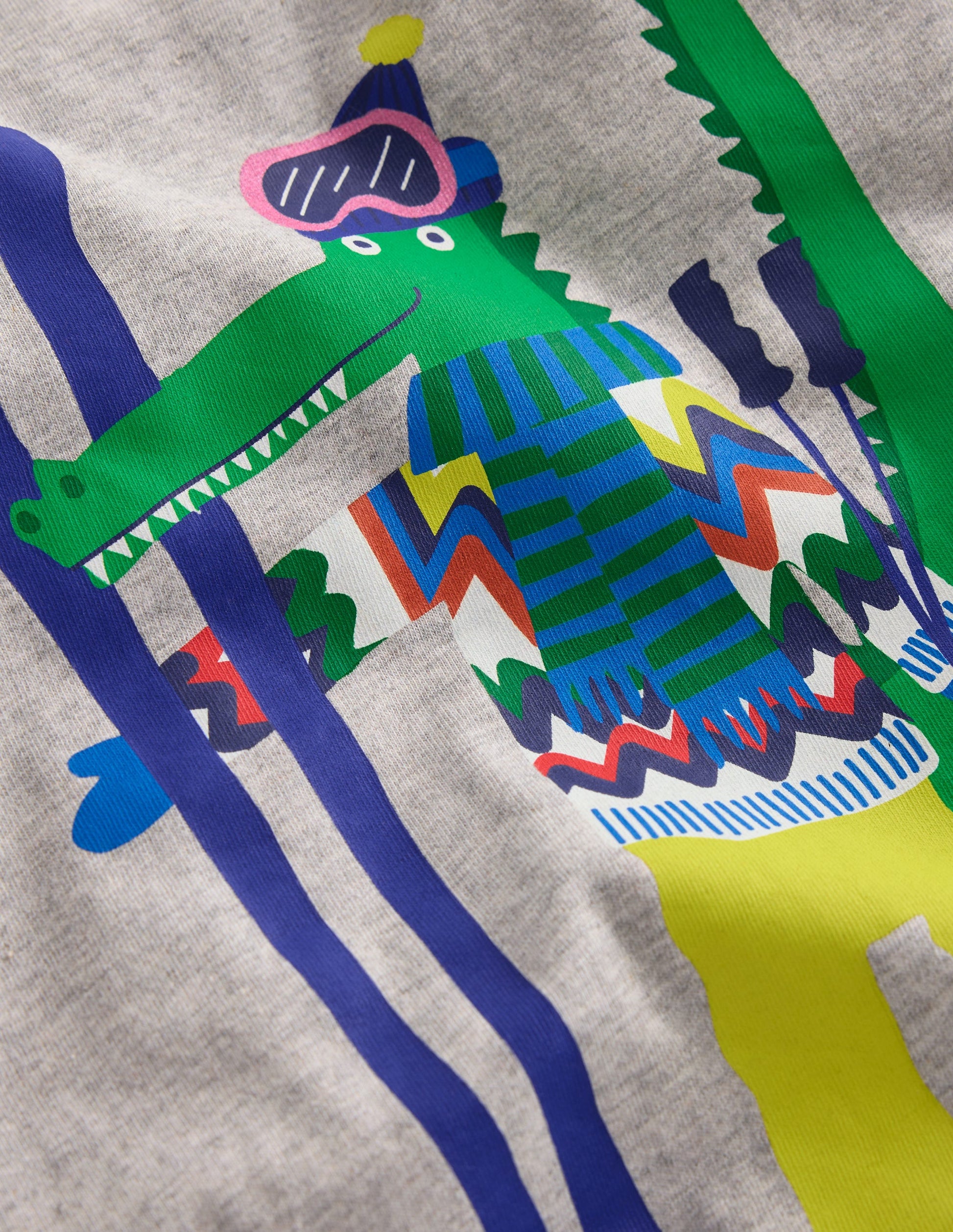 Long Sleeve Novelty T-shirt-Grey Marl Skiing Croc-4