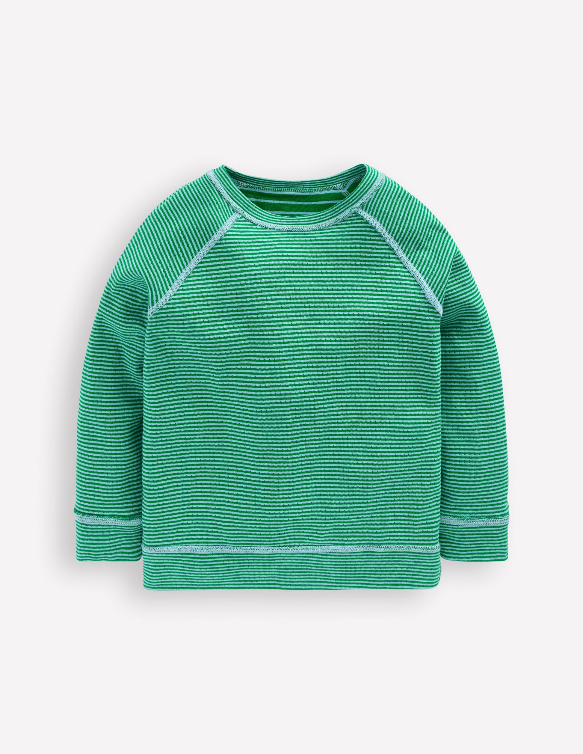 Reversible Long Sleeve T-Shirt-GREEN TAMBOURINE / BLUE-2