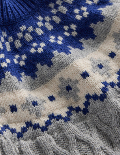 Cable Fair Isle Jumper-Grey Marl-6