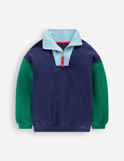 Half-Zip Sweatshirt-Medieval blue Colourblock-5