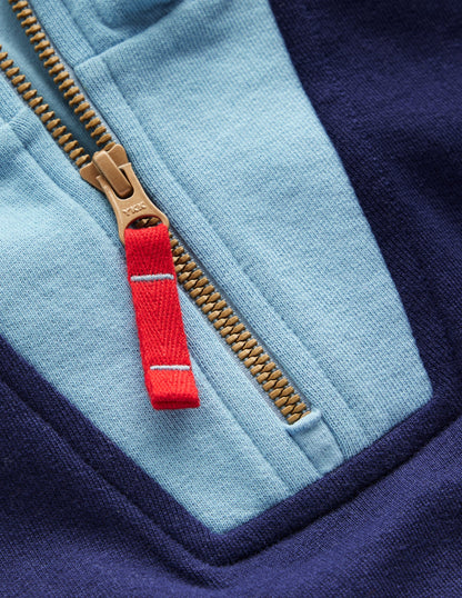 Half-Zip Sweatshirt-Medieval blue Colourblock-7