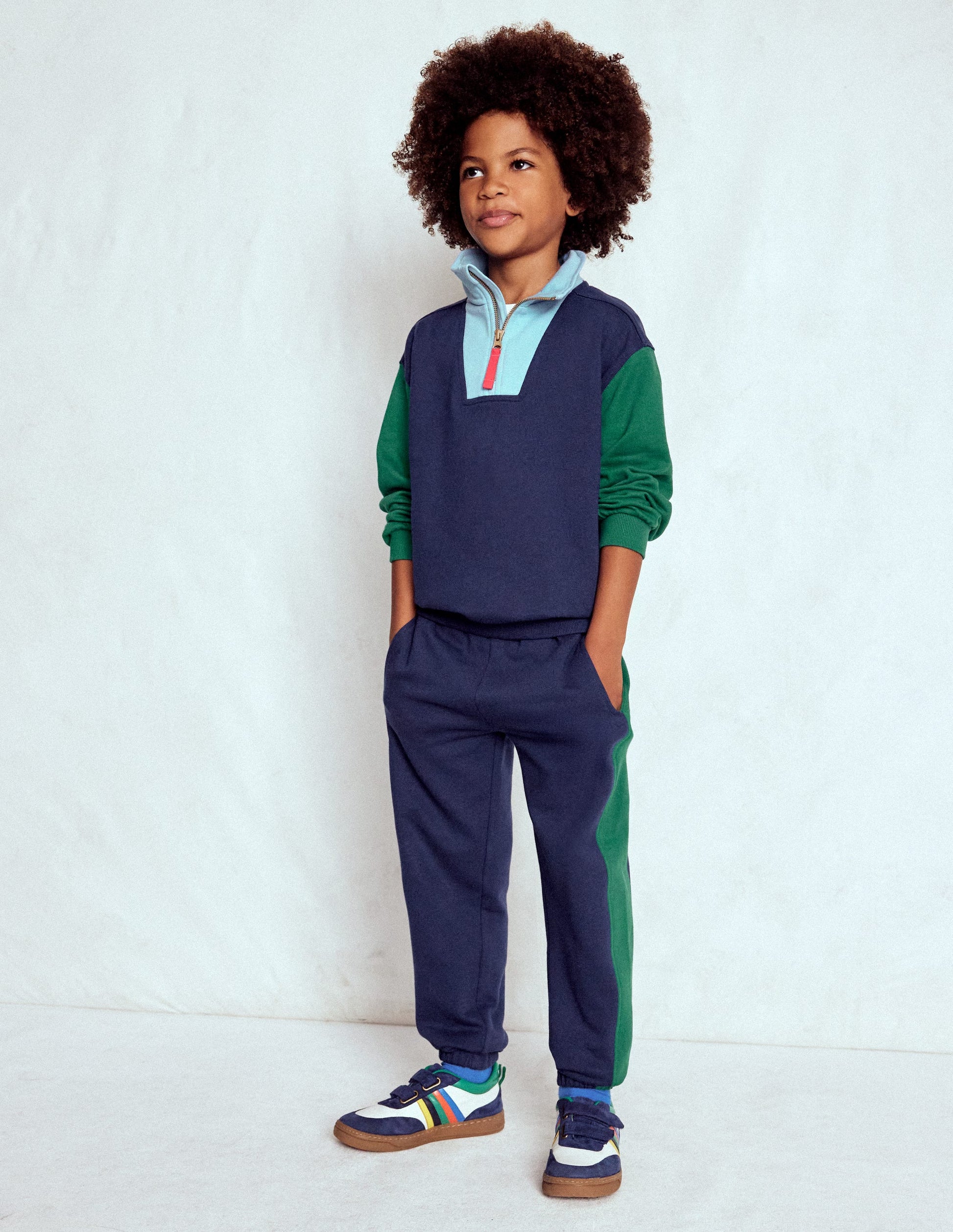 Half-Zip Sweatshirt-Medieval blue Colourblock-3