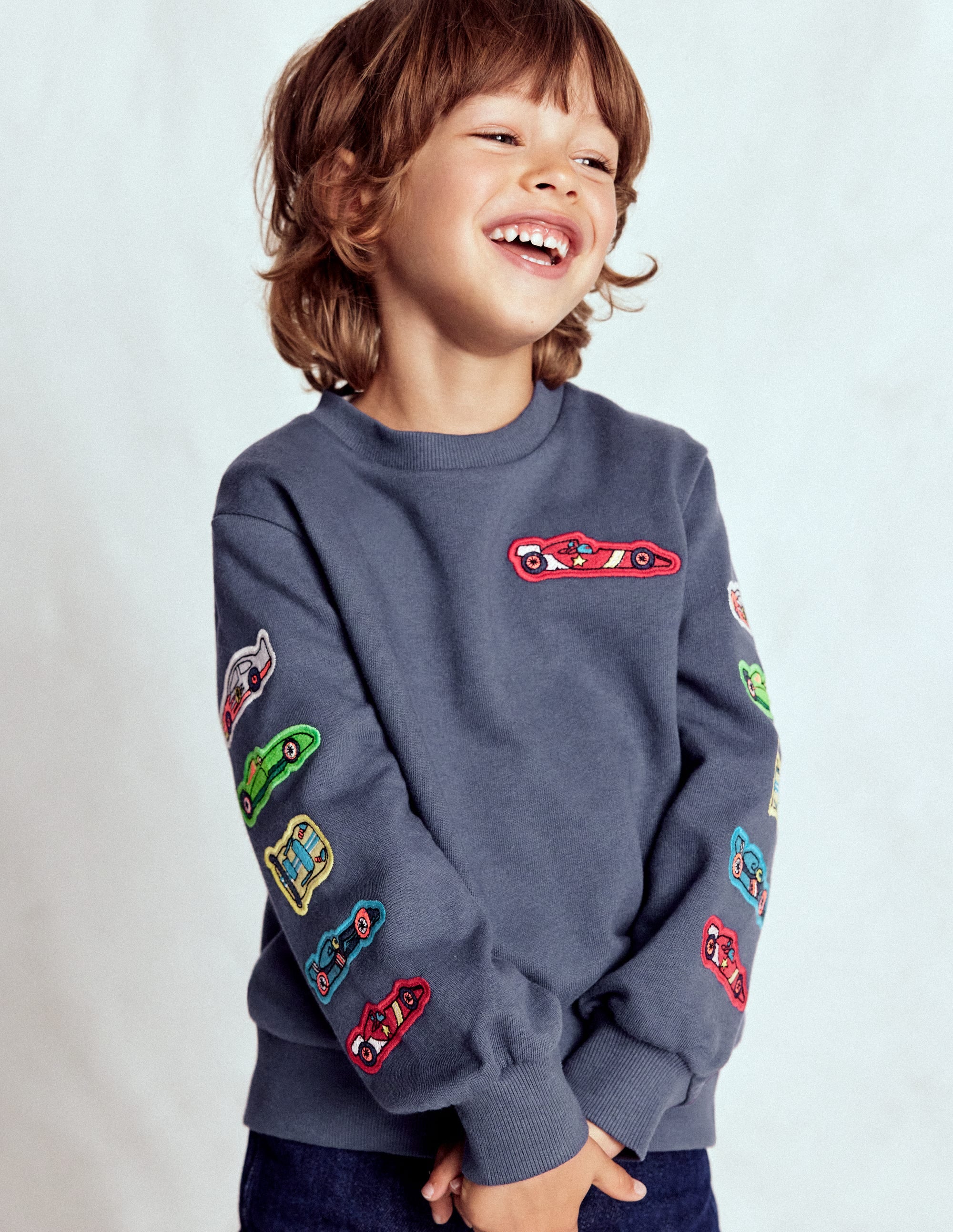 Applique Sweatshirt-Vintage Indigo Cars - Image 3