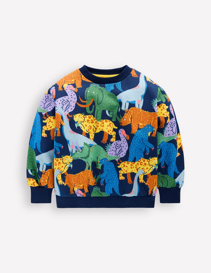 Everyday Printed Sweatshirt-Prehistoric Animals