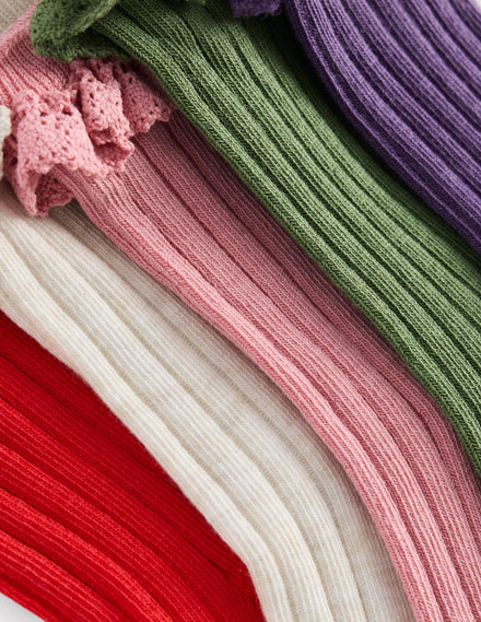 5-Pack Frilly Socks-Autumn Multi