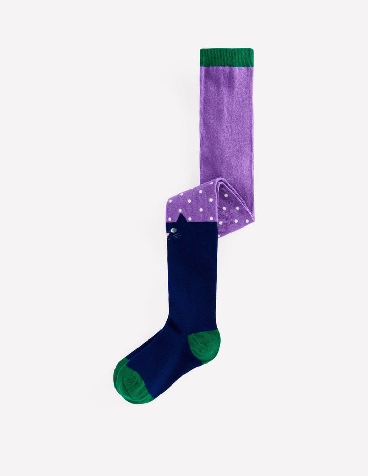 Patterned Tights-Purple Topaz Cats