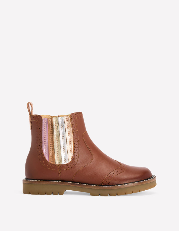 Leather Chelsea Boots-Metallic Tan