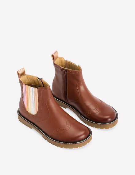 Leather Chelsea Boots-Metallic Tan