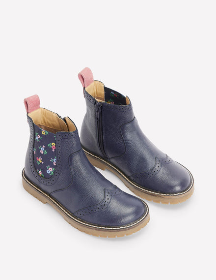 Leather Chelsea Boots-College Navy Floral