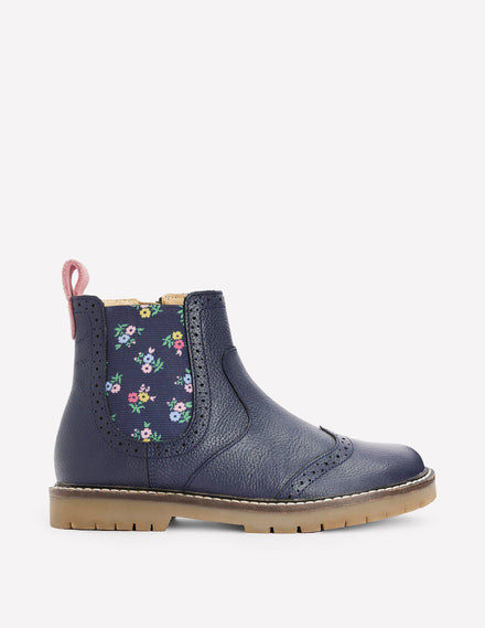 Leather Chelsea Boots-College Navy Floral