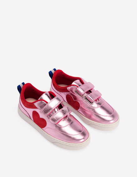 Colourblock Low Tops-Metallic Pink Heart