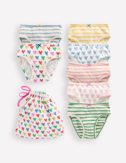 7-pack Pants-Multi Bow/Stripe