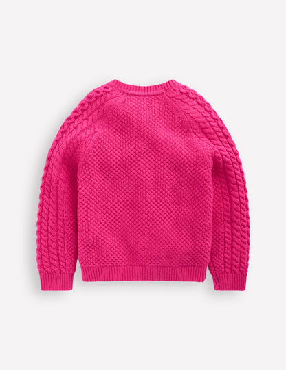 Cable Cardigan-Raspberry Pink-3