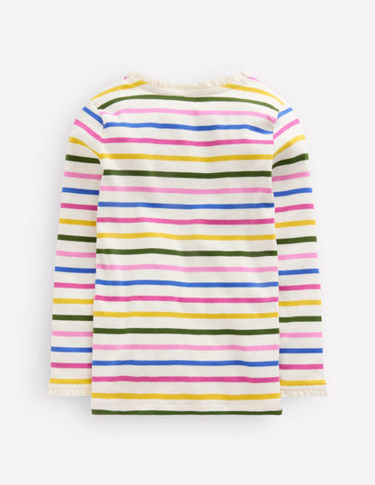 Ribbed Long Sleeve T-shirt-Rainbow Stripe-2