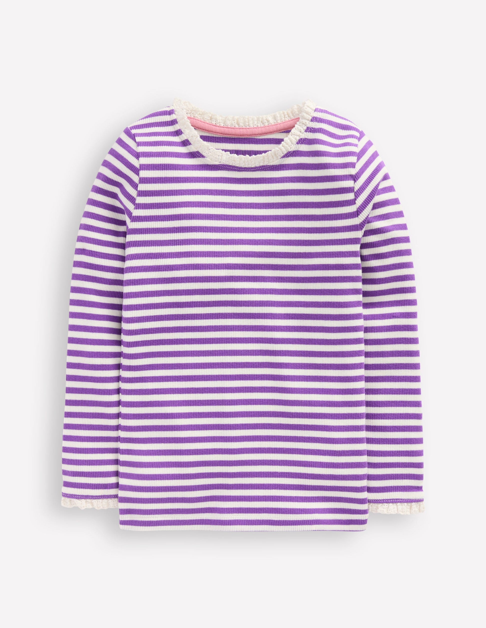 Ribbed Long Sleeve T-shirt-Purple Topaz Stripe-1