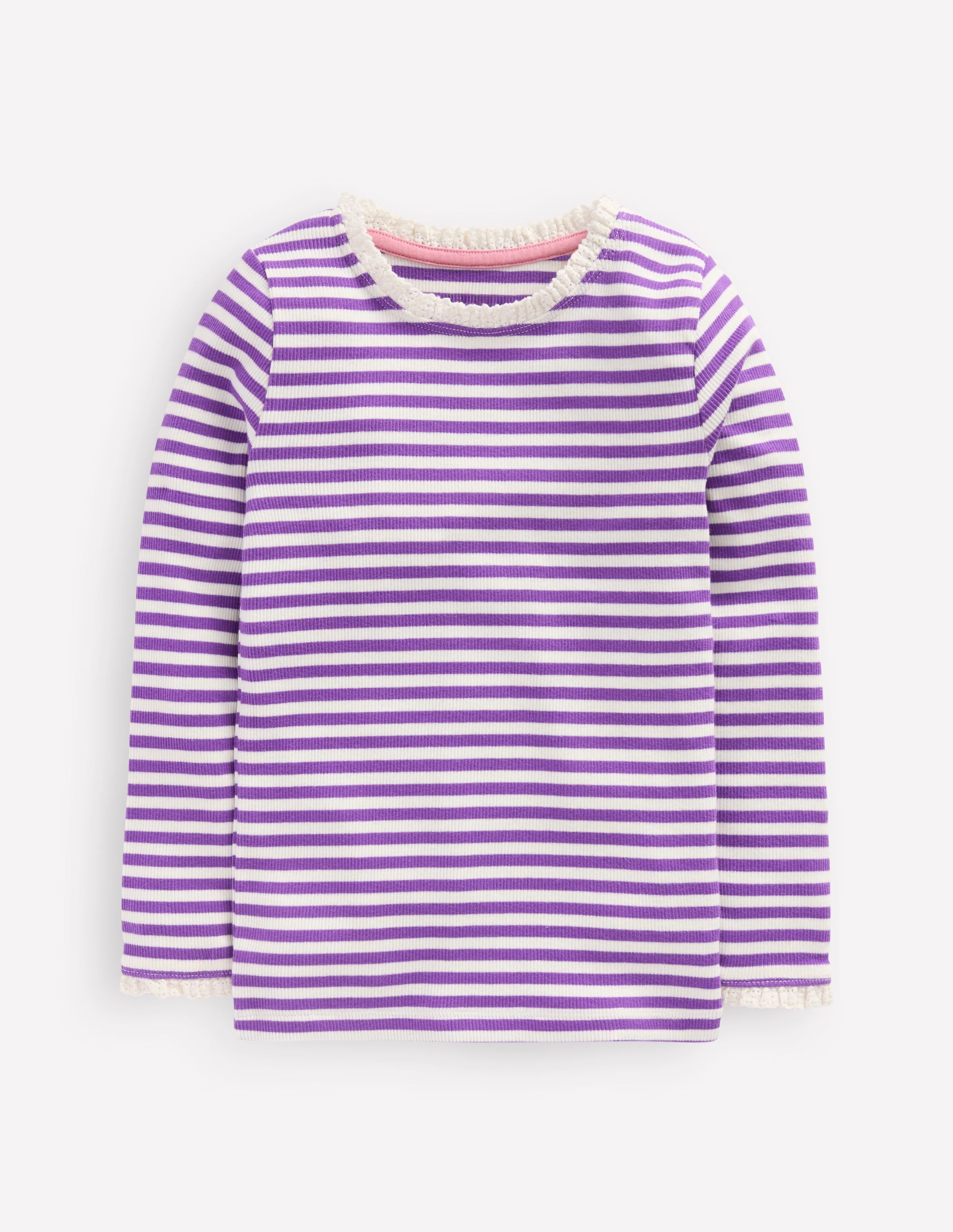 Ribbed Long Sleeve T-shirt-Purple Topaz Stripe - Image 1