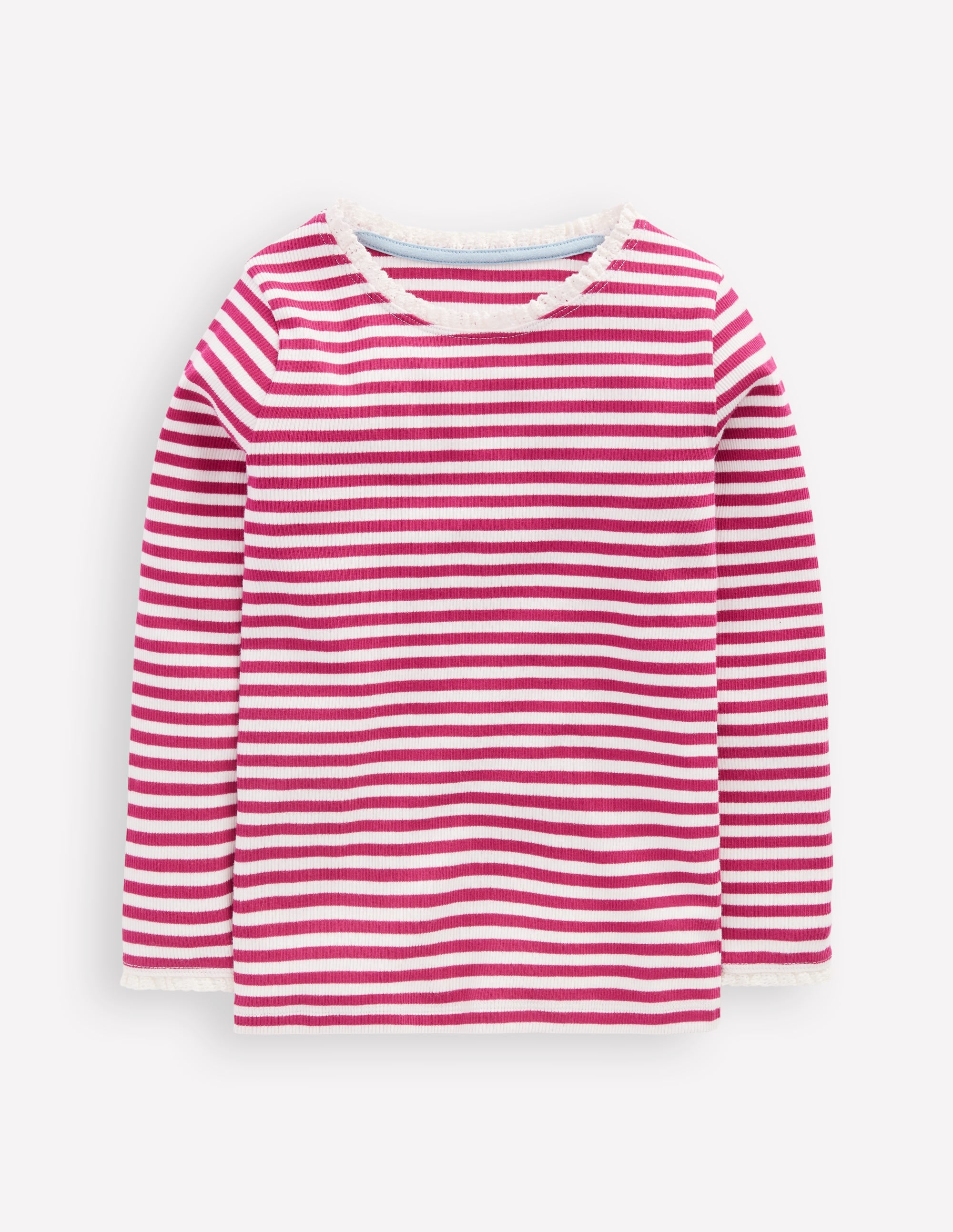 Ribbed Long Sleeve T-shirt-Cherry Jam/Soft Ivory Stripe - Image 1