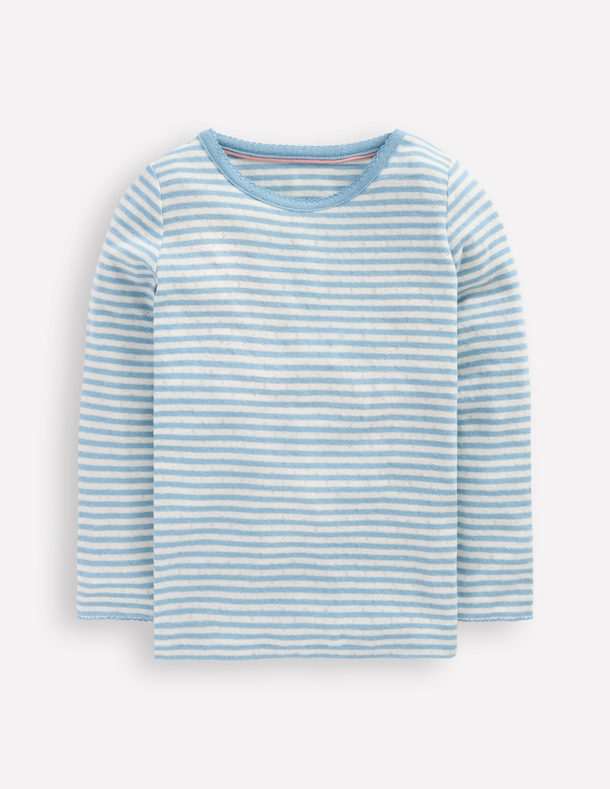 Long Sleeve Pointelle Top-Vintage Blue Stripe-1