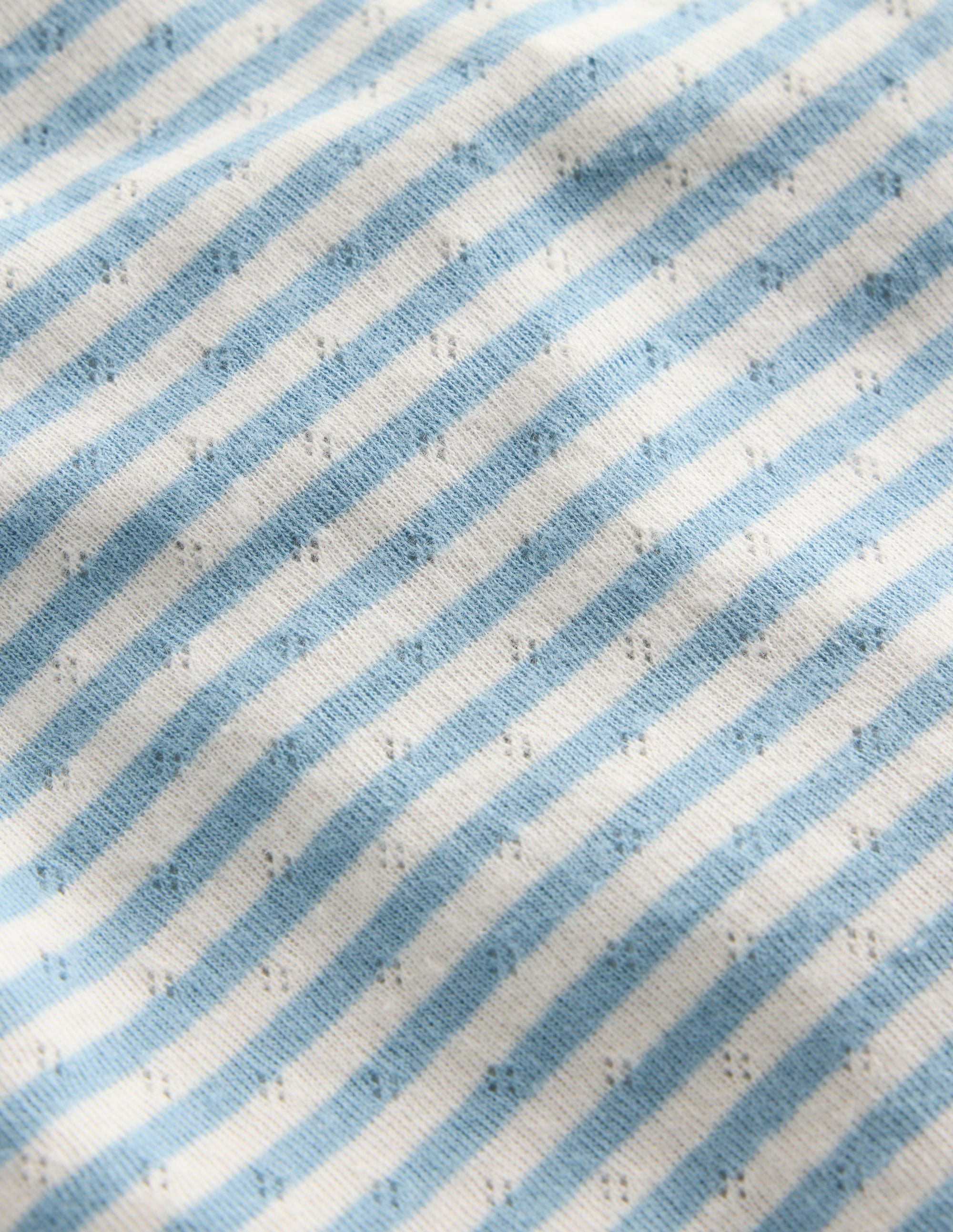 Long Sleeve Pointelle Top-Vintage Blue Stripe - Image 3