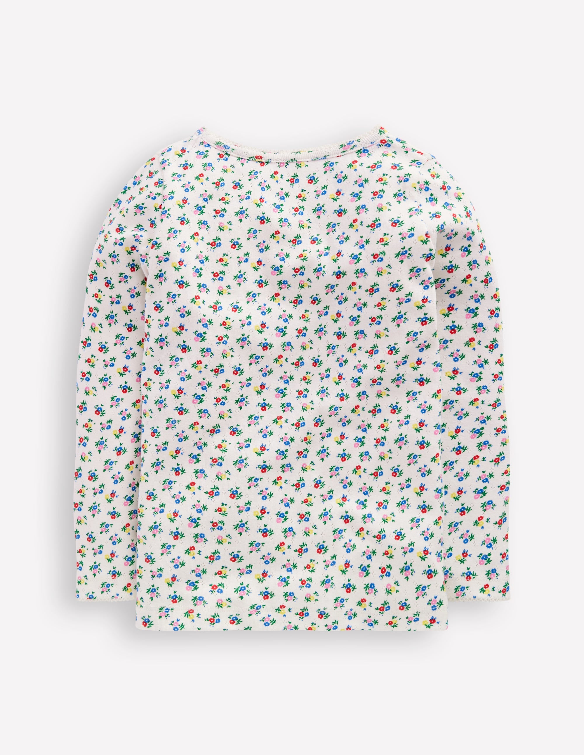 Long Sleeve Pointelle Top-Soft Ivory Ditsy - Image 5