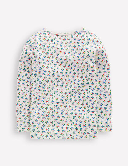 Long Sleeve Pointelle Top-Soft Ivory Ditsy-5