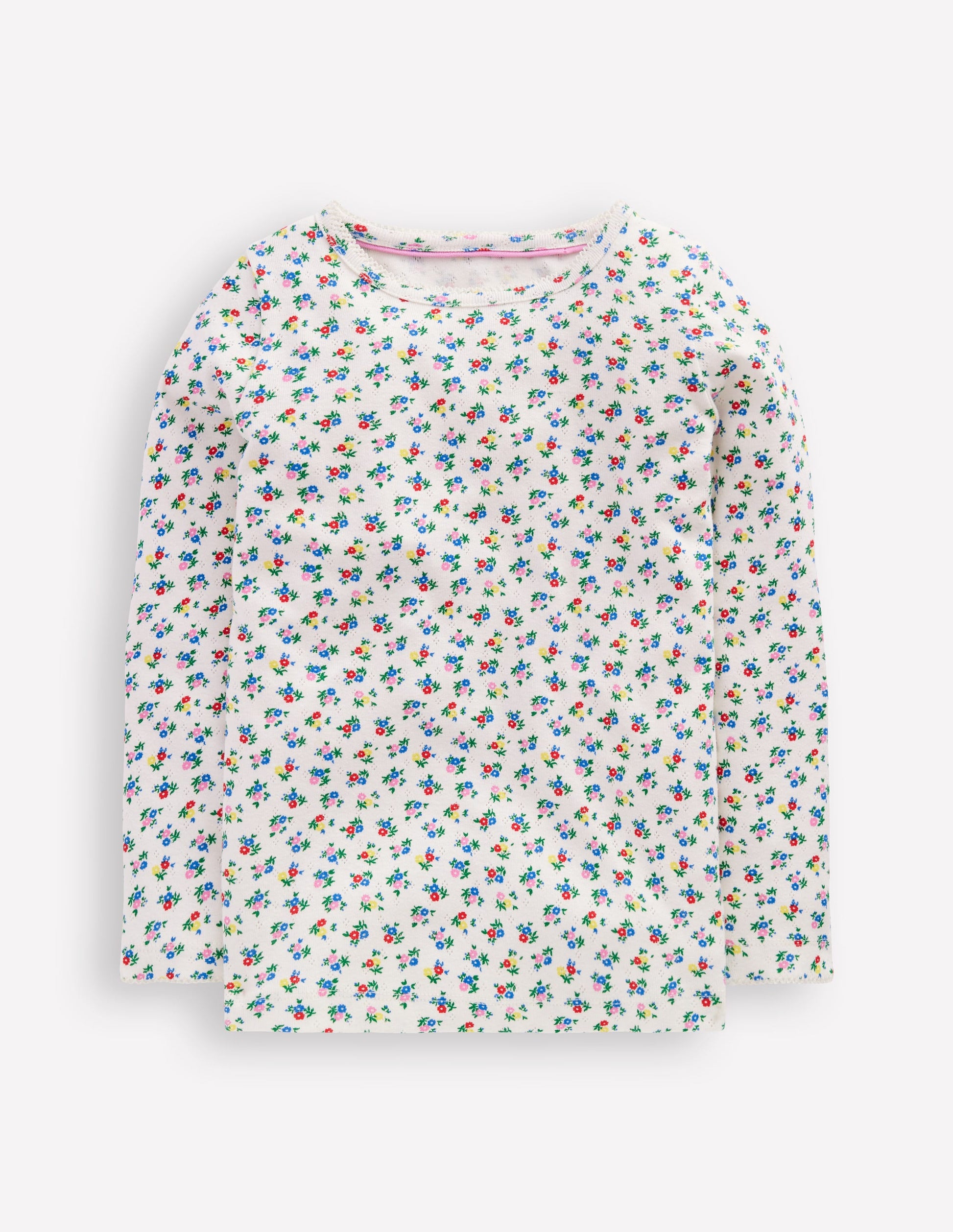 Long Sleeve Pointelle Top-Soft Ivory Ditsy-4