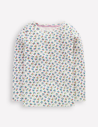 Long Sleeve Pointelle Top-Soft Ivory Ditsy-4