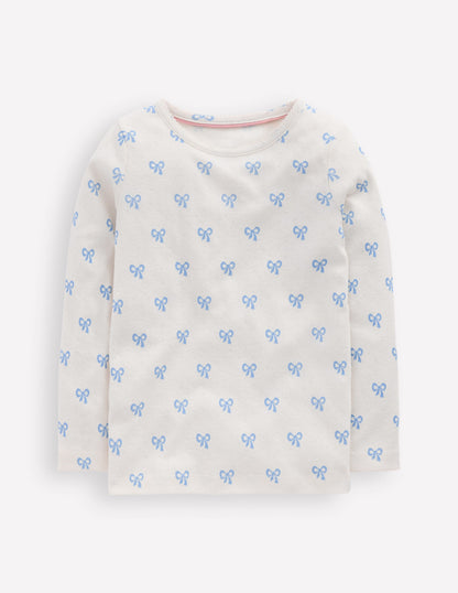 Long Sleeve Pointelle Top-Multi Bows-4