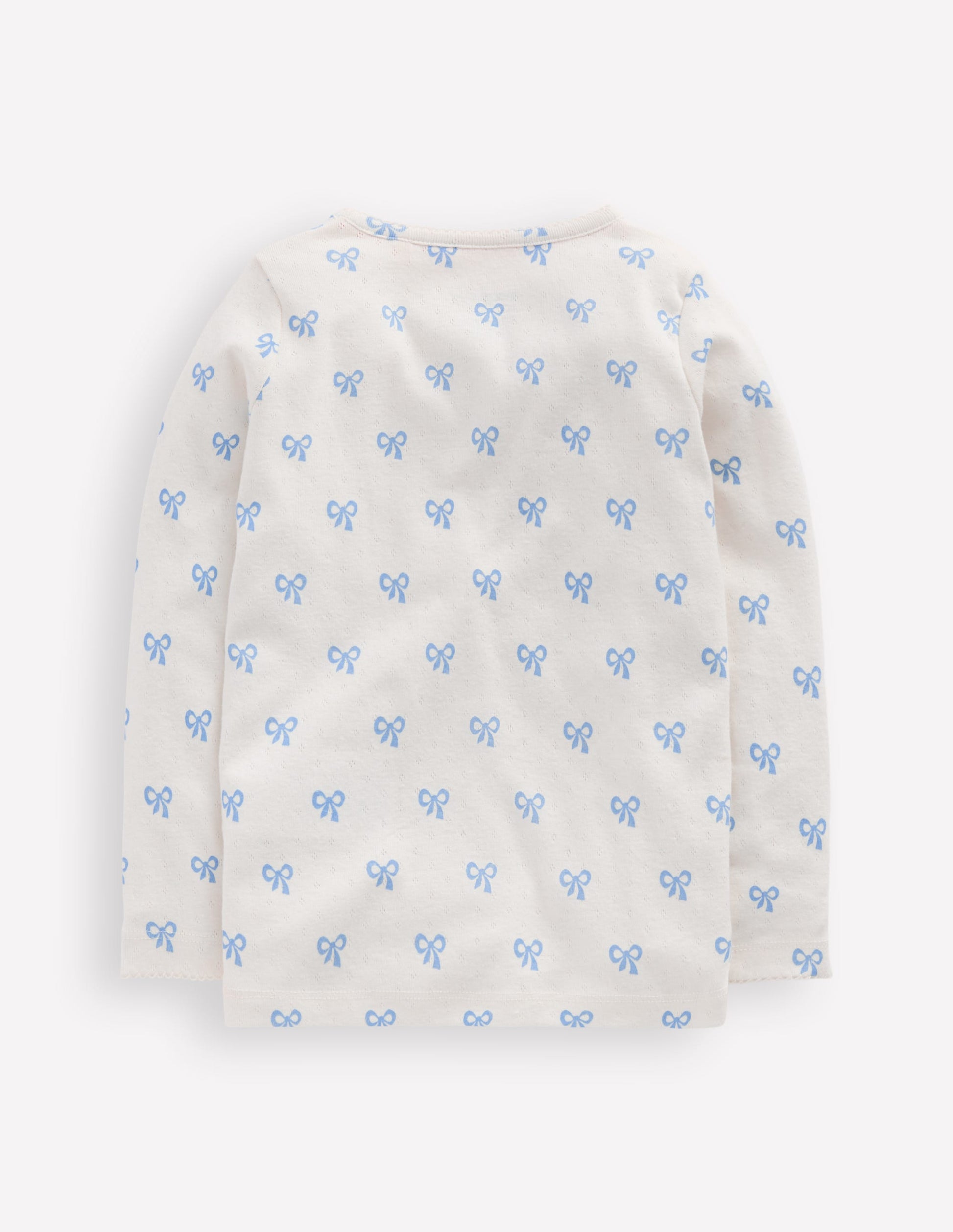 Long Sleeve Pointelle Top-Multi Bows-5