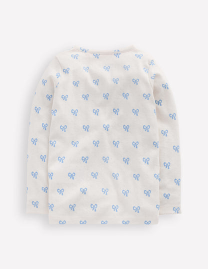 Long Sleeve Pointelle Top-Multi Bows-5
