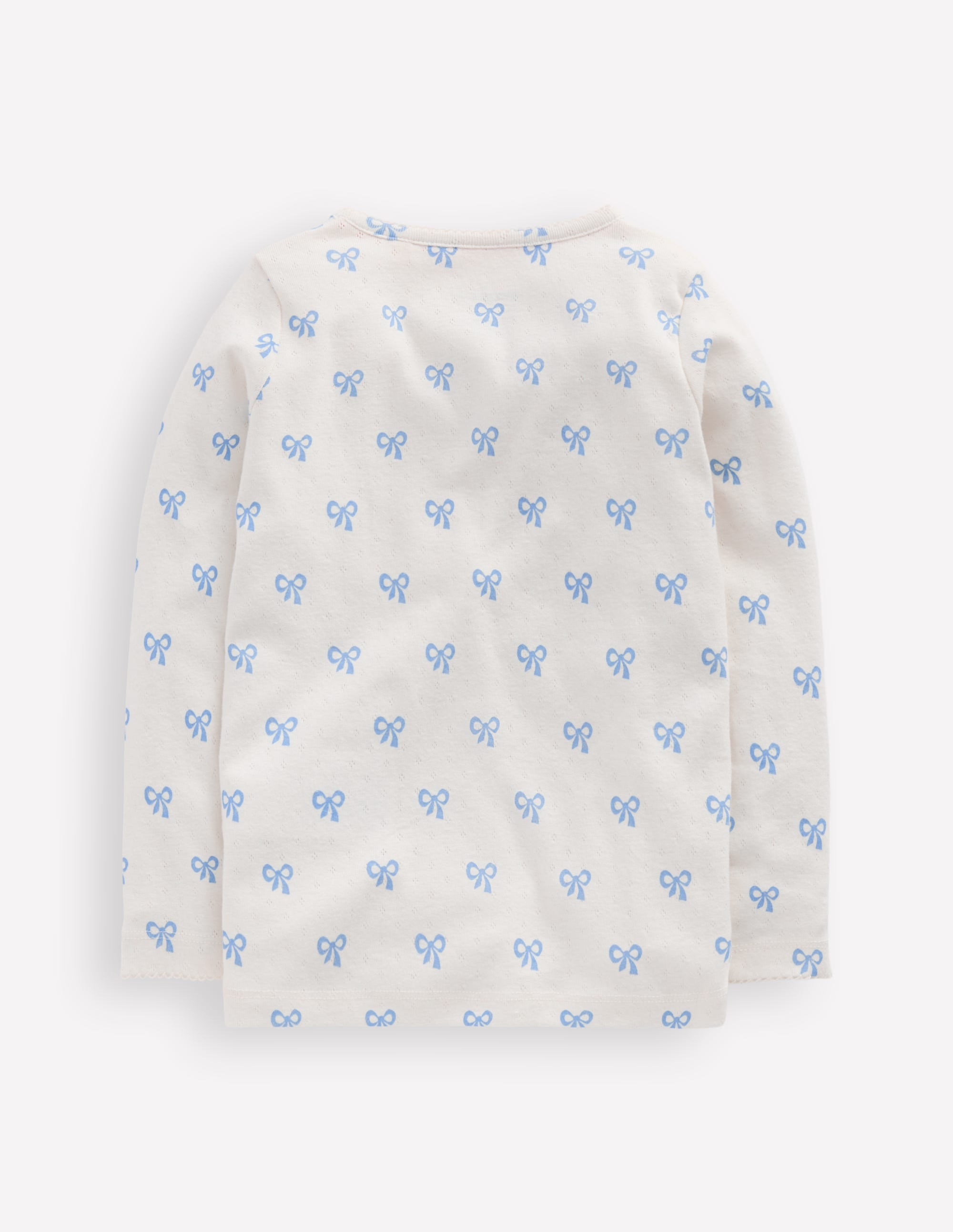 Long Sleeve Pointelle Top-Tiny Bows - Image 5