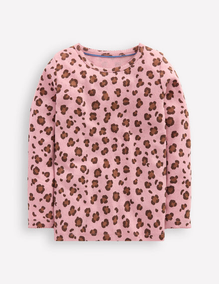 Long Sleeve Pointelle Top-Vintage Pink Leopard