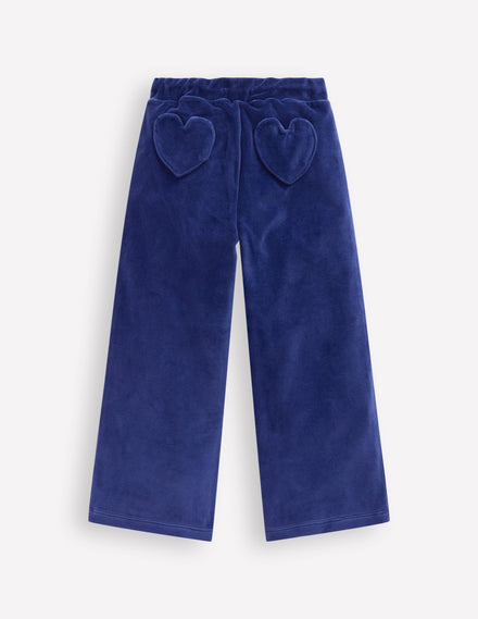 Heart Pocket Velour Jogger-Starboard Blue