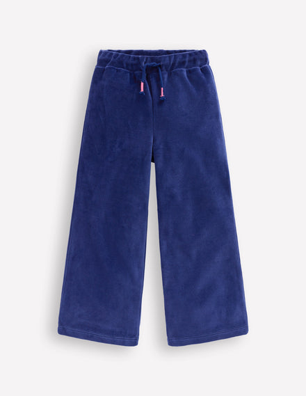 Heart Pocket Velour Jogger-Starboard Blue
