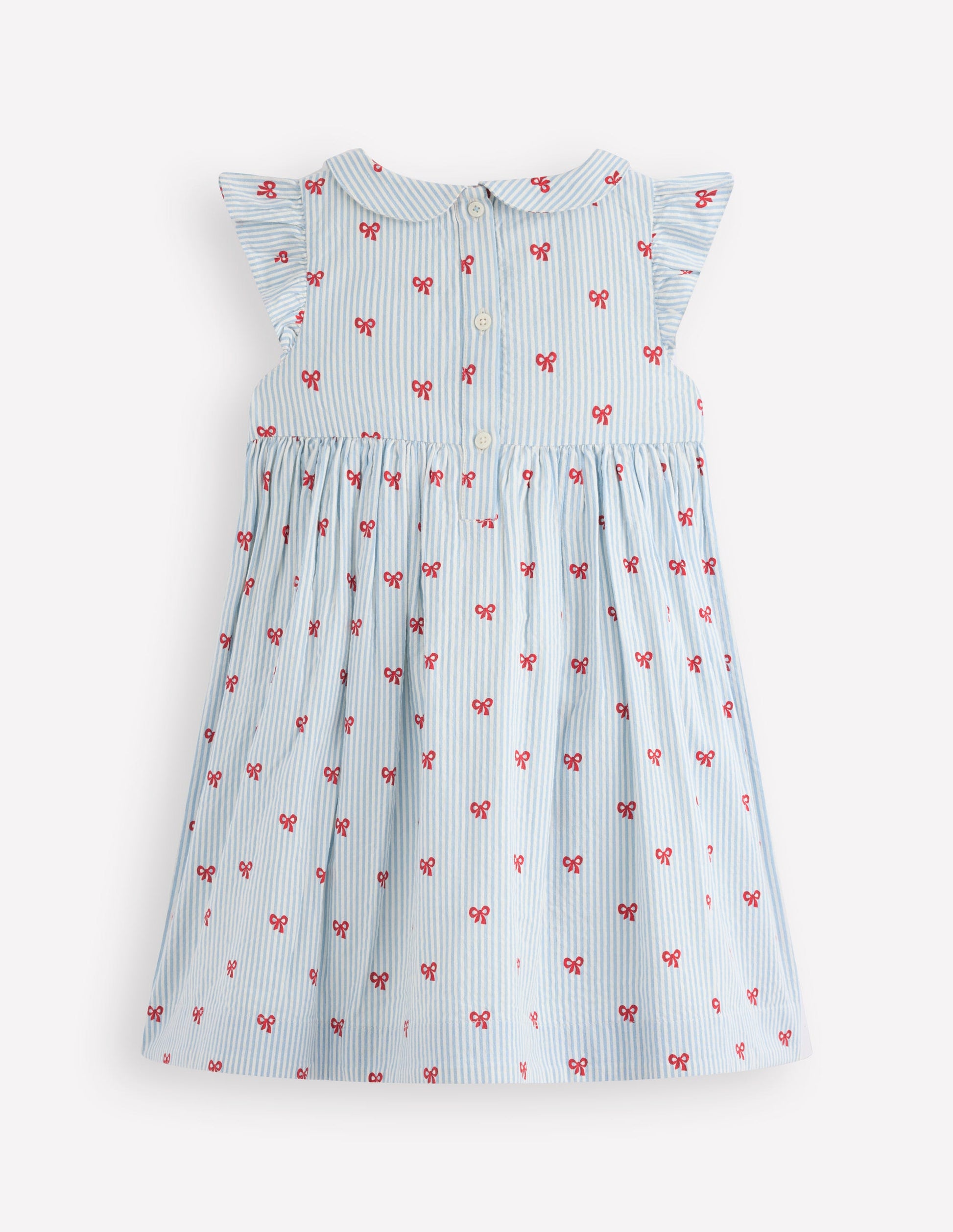 Adeline Smocked Dress-Glacier Blue Spaced Tiny Bows-3