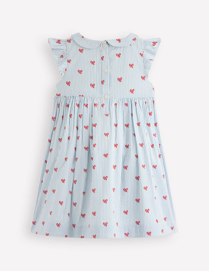 Adeline Smocked Dress-Glacier Blue Spaced Tiny Bows-3