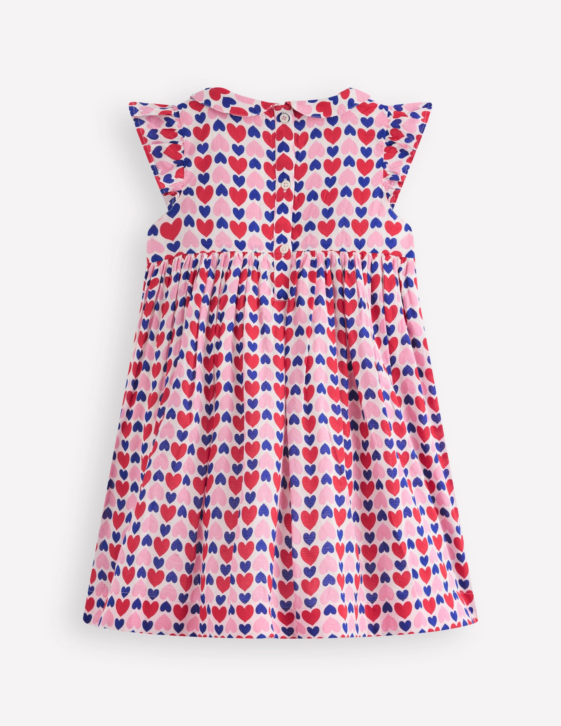 Adeline Smocked Dress-Poppy Red Geo Heart-6