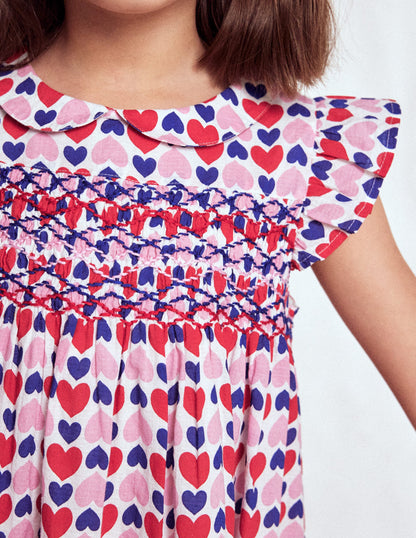 Adeline Smocked Dress-Poppy Red Geo Heart-2