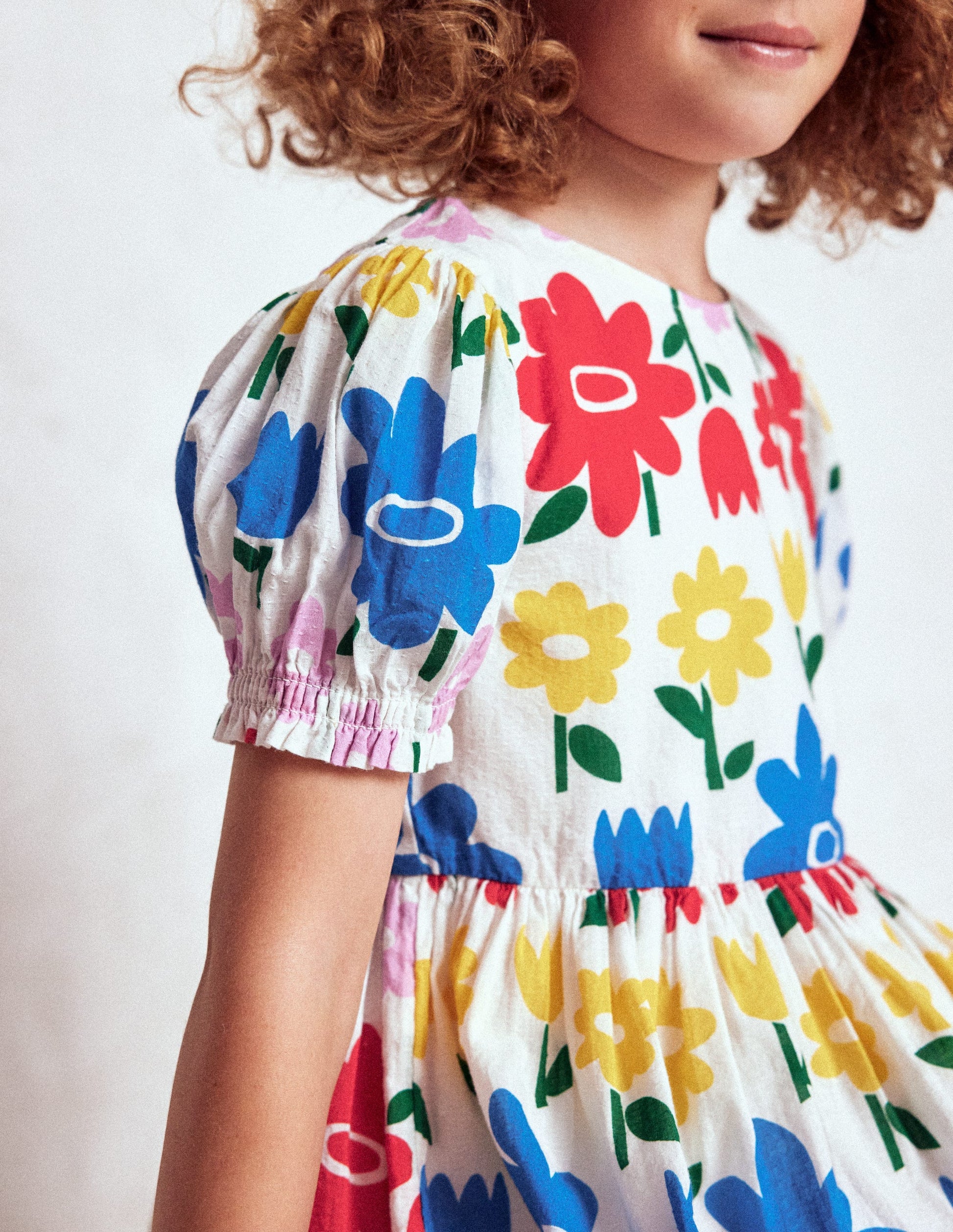 Madeline Woven Dress-Multi Rainbow Flower-2