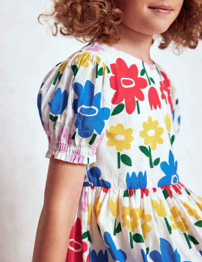 Madeline Woven Dress-Multi Rainbow Flower-2