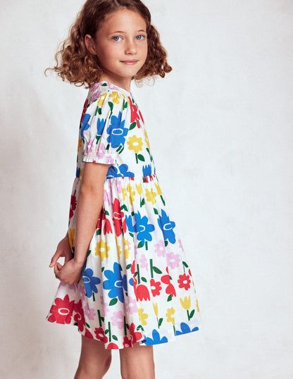 Madeline Woven Dress-Multi Rainbow Flower-3